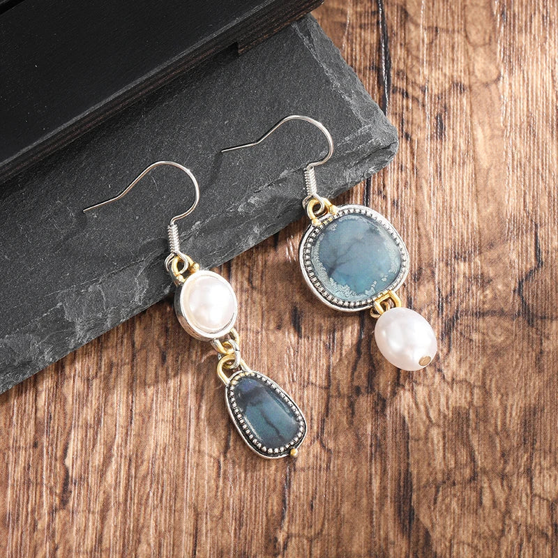 StoneLuxe™ | Vintage Blue Stone Earrings