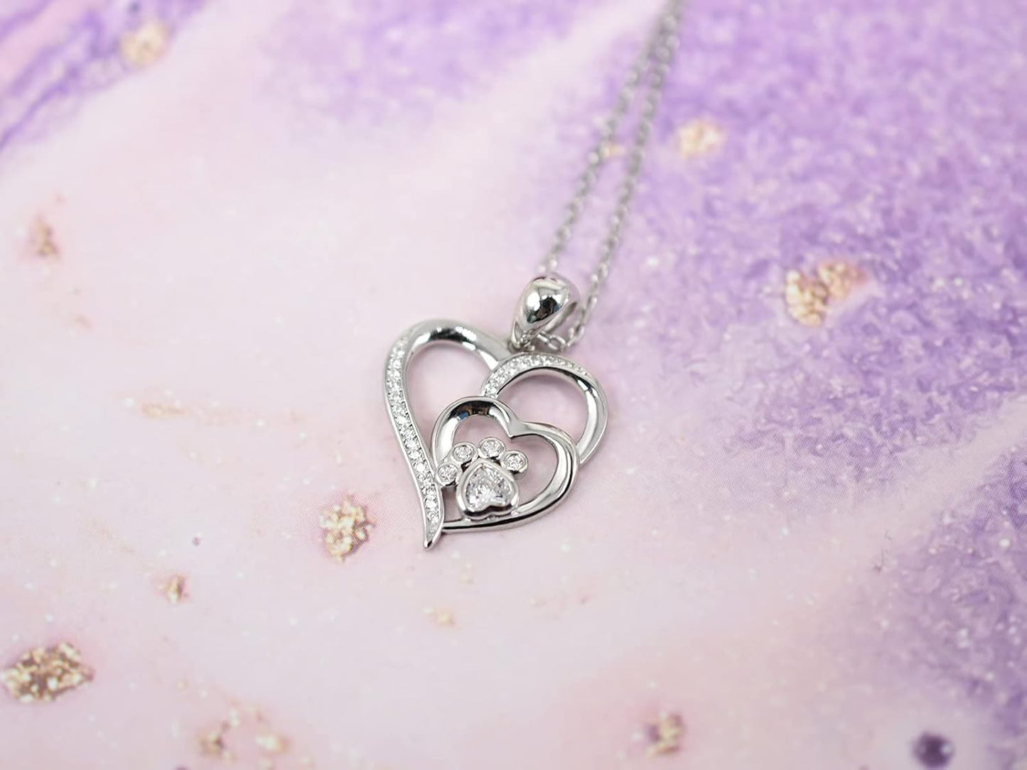 Inolt™ | Silver Paw & Heart Necklace