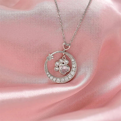 Seaton™ | Silver Paw Necklace with Zirconia